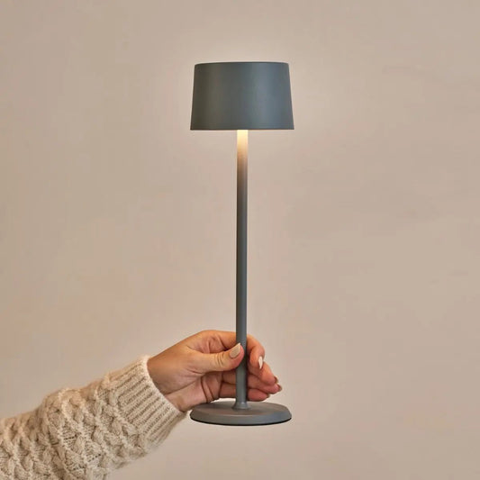 David Trout Grey Iron Rechargeable Table Lamp - Dimmable & Cordless with 120 Hour Battery