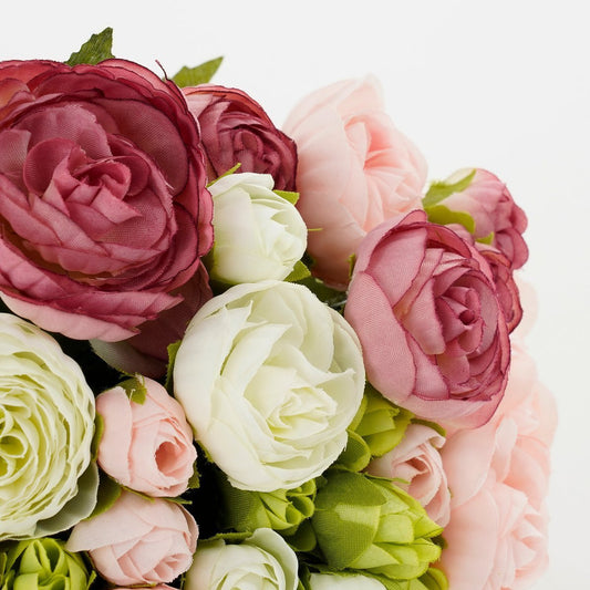 Bouquet de Fleurs Artificielles Renoncules - H35 x Ø26 cm - Rose