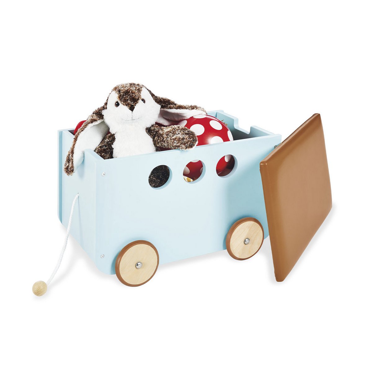 Coffre à jouets sur roulettes 'Jim', menthe