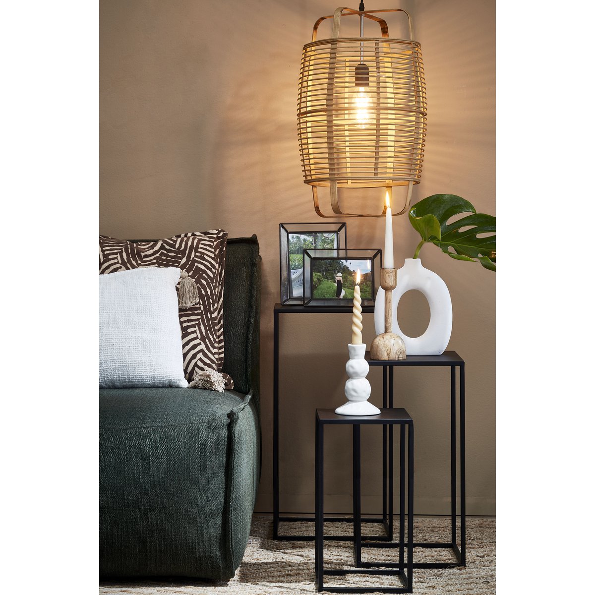 Table d'appoint Quinty - Lot de 3 - L30 x l30 x H70 cm - Métal - Noir