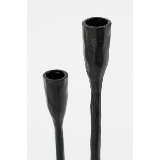 Bougeoir Christy - L23 x L23 x H44 cm - Aluminium - Noir