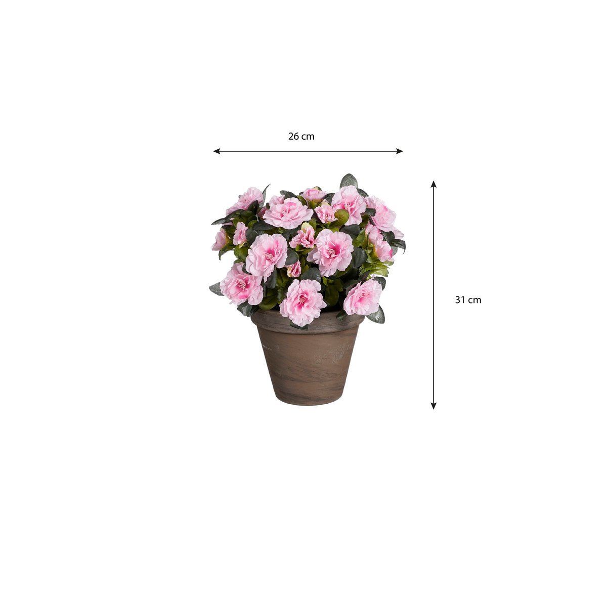 Plante Azalée Artificielle en Pot de Fleur Stan - H31 x Ø26 cm - Rose