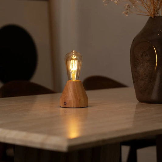 Lampe de table LED rechargeable marron clair Zavi – Sans fil, à intensité variable, batterie de 80 heures