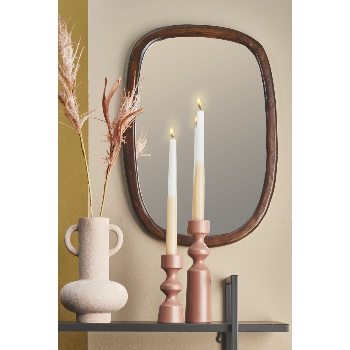 Miroir mural Bosco / L35 x L50 cm - Bois de manguier - Marron foncé