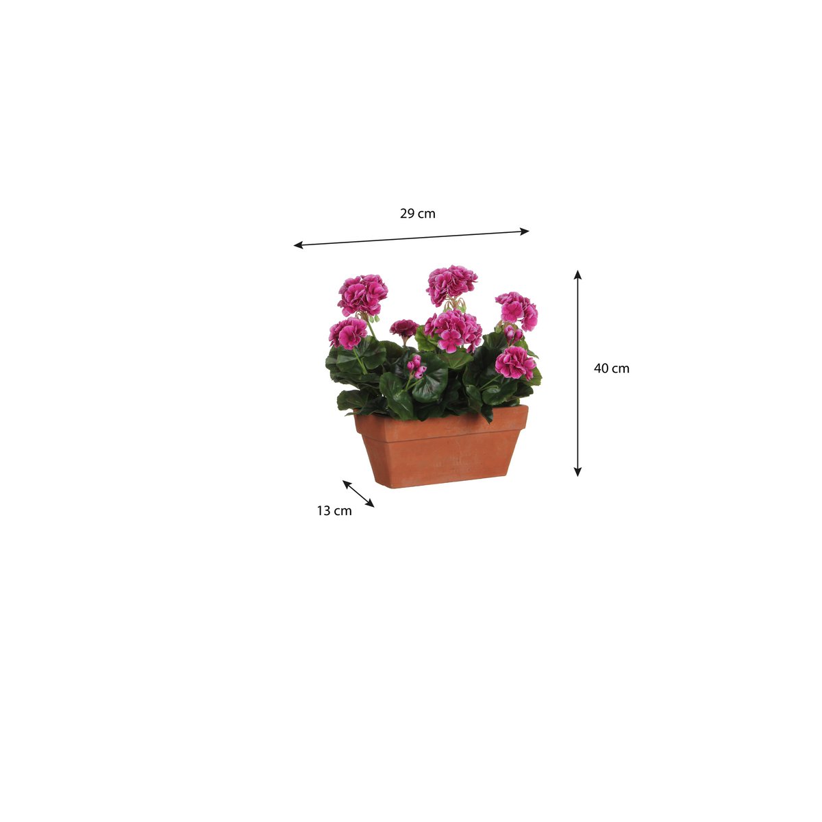 Plante de Géranium Artificielle en Boîte de Balcon - L29 x L13 x H40 cm - Violet