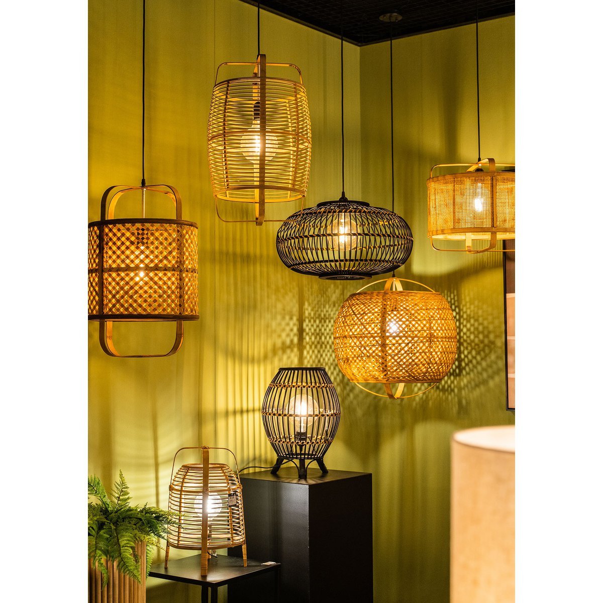 Lampe de table Page / H41 x Ø27 cm - Bambou - Marron clair