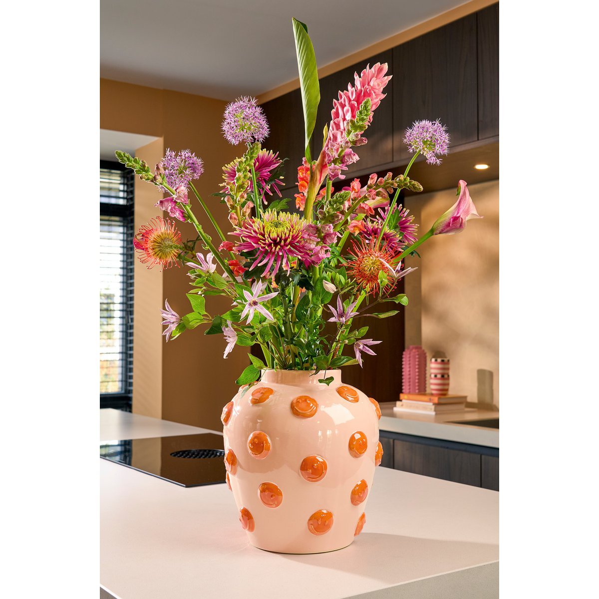 Vase Smiley - H33 X Ø30 cm - Céramique - rose clair, orange