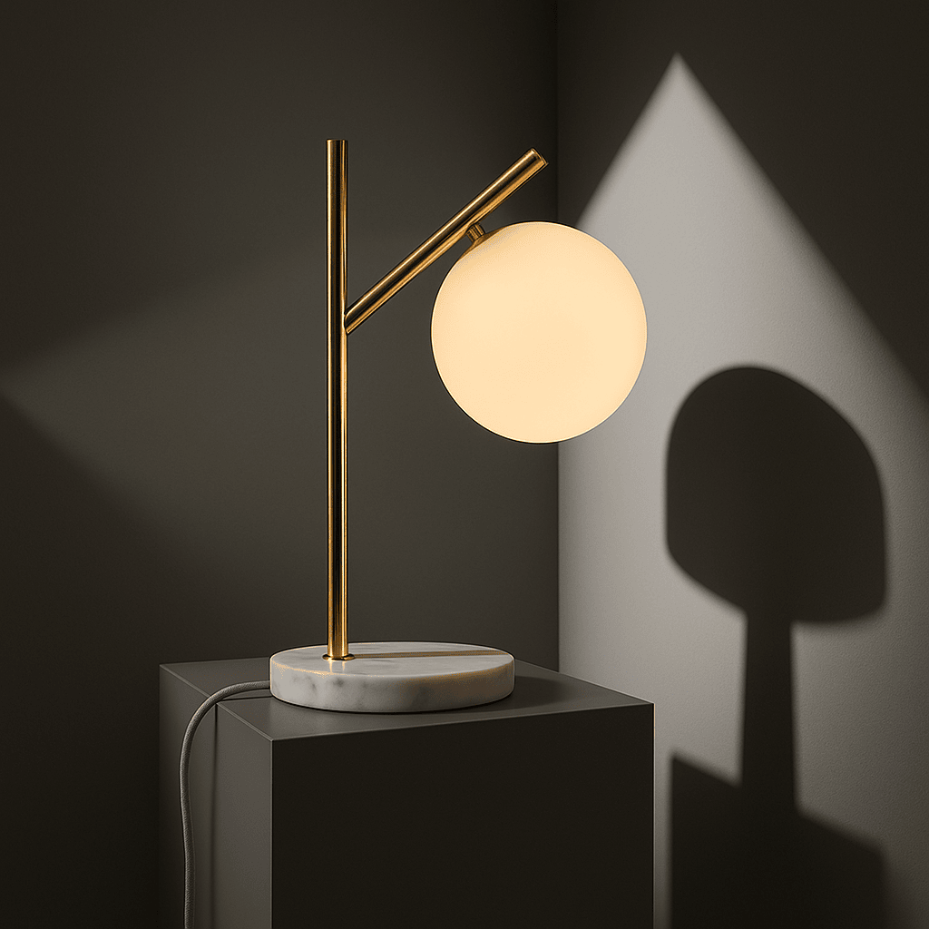 Lampe en marbre Madison avec globe en verre dépoli – Lampe de table élégante