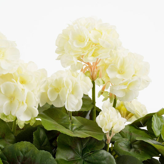 Plante Artificielle Géranium dans Jardinière de Balcon - L29 x L13 x H40 cm - Blanc