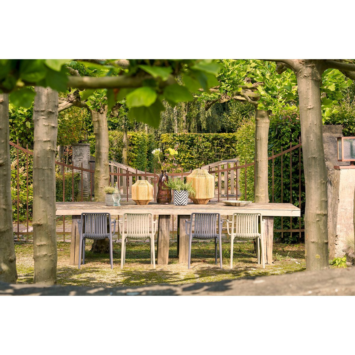 Lanterne Liliano / H51 x Ø40 cm - Jute - Vert foncé