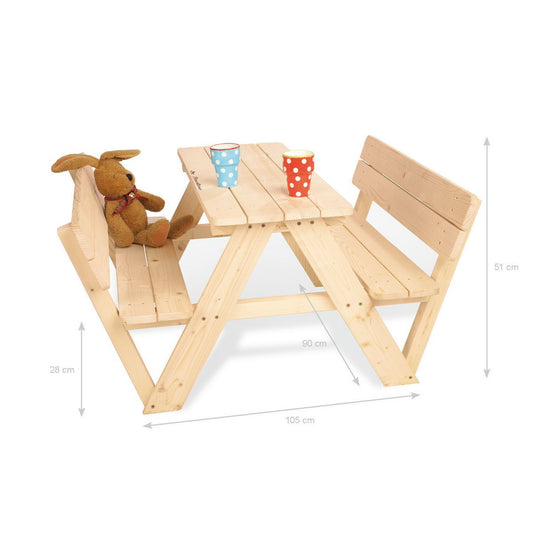 Banc de pique-nique pour enfants 'Nicki für 4 mit Lehne', naturel