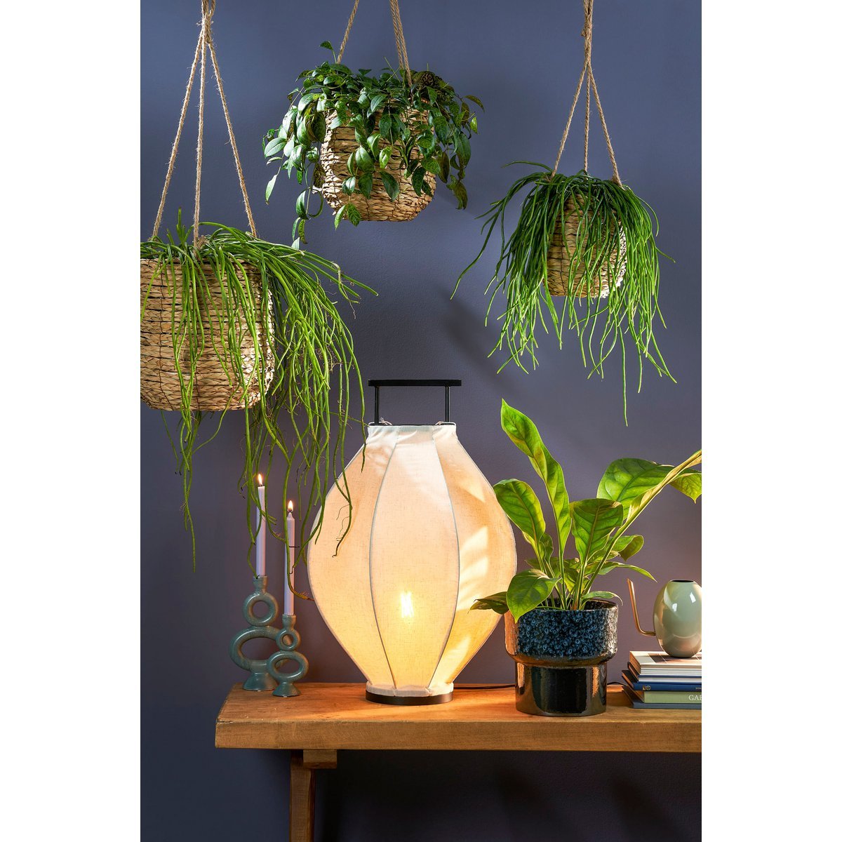 Avalon Hanging Pot / Set of 3 - H90 x Ø30 cm - Seagrass - Light Brown