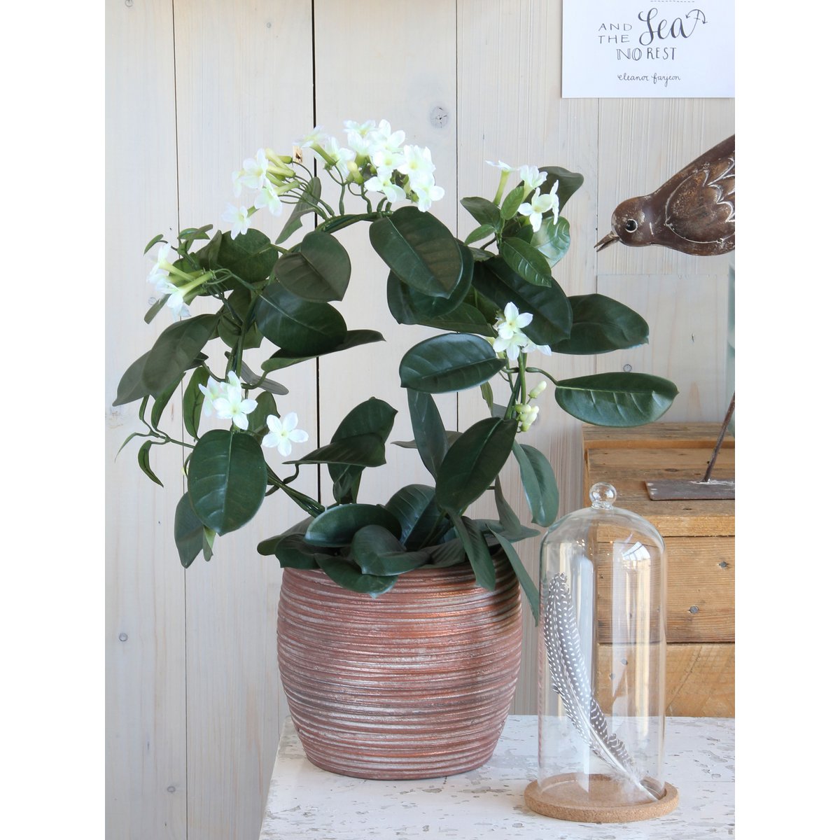 Plante Artificielle Stephanotis en Pot de Fleur Stan - H50 x Ø40 cm - Blanc