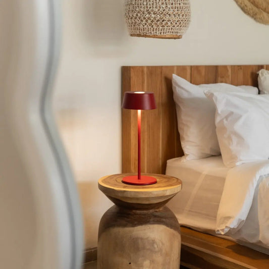 Hugo Berry Red Iron Rechargeable Table Lamp - Dimmable, Stylish & Cordless