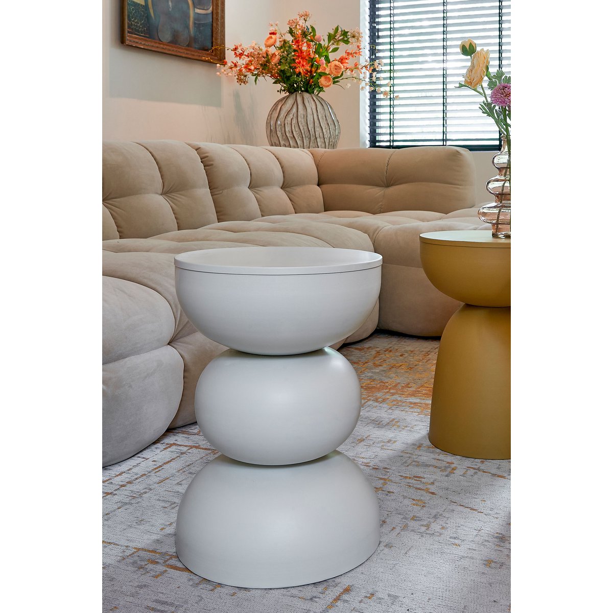 Table d'appoint Luna - H46 X Ø32 cm - Iron - Off-blanc