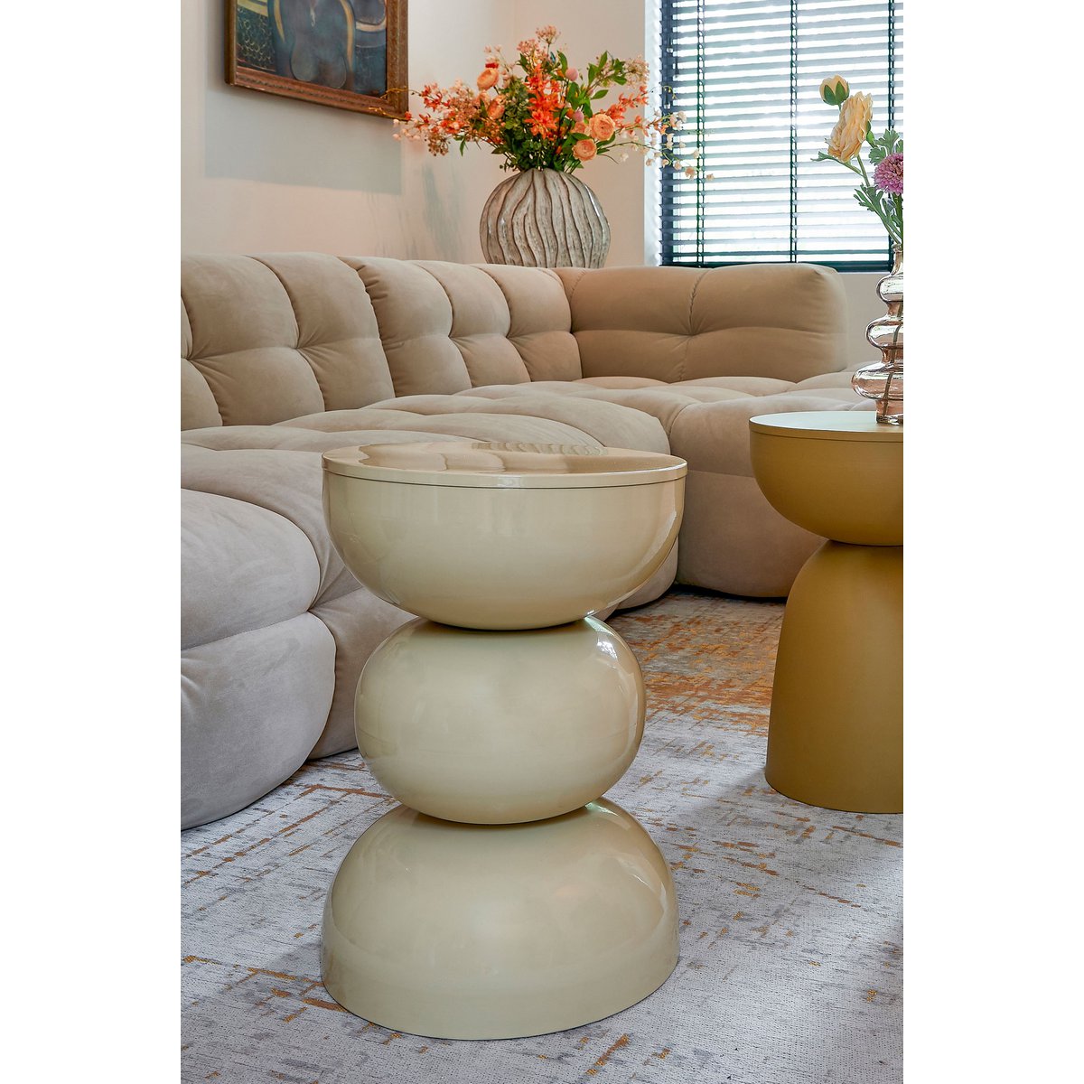 Table d'appoint Luna - H46 X Ø32 cm - Fer - beige