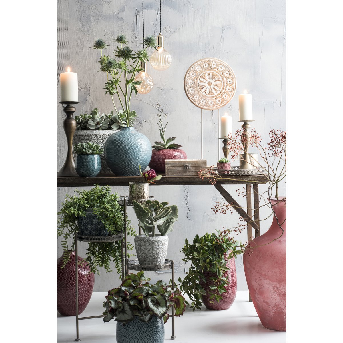 Plante Bégonia Artificielle en Pot de Fleur Stan - H40 x Ø38 cm - Rouge