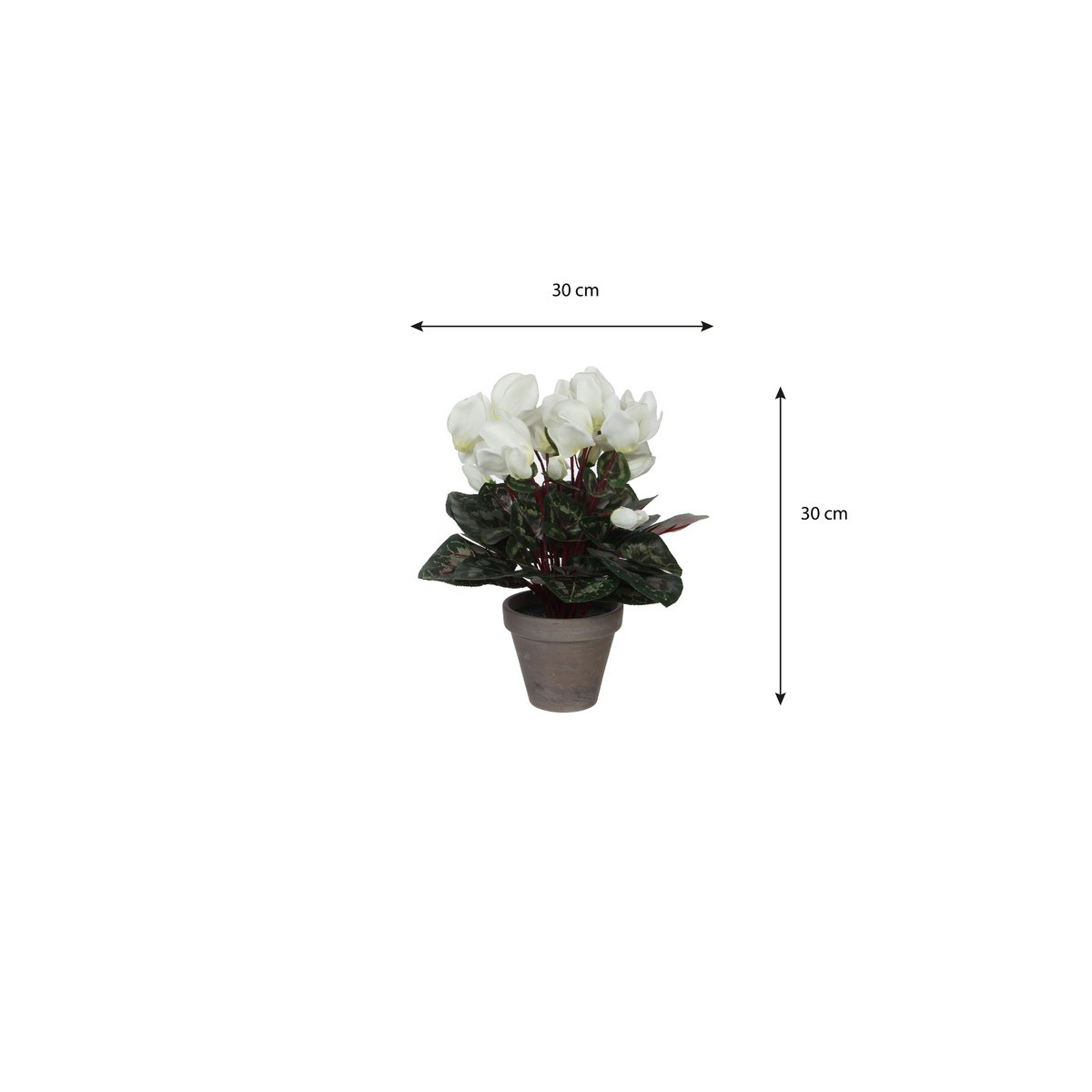 Plante Cyclamen Artificielle en Pot de Fleur Stan - H30 x Ø30 cm - Blanc