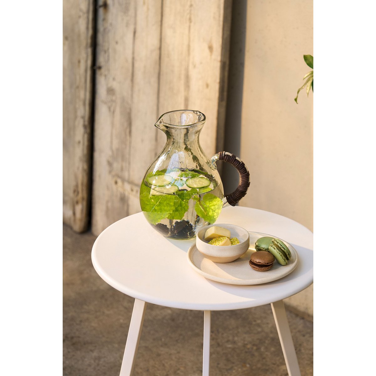 Table d'appoint Seatle à l'extérieur - H58 x Ø38 cm - métal - blanc