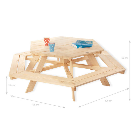 Banc de pique-nique pour enfants 'Nicki 6-Eck', naturel
