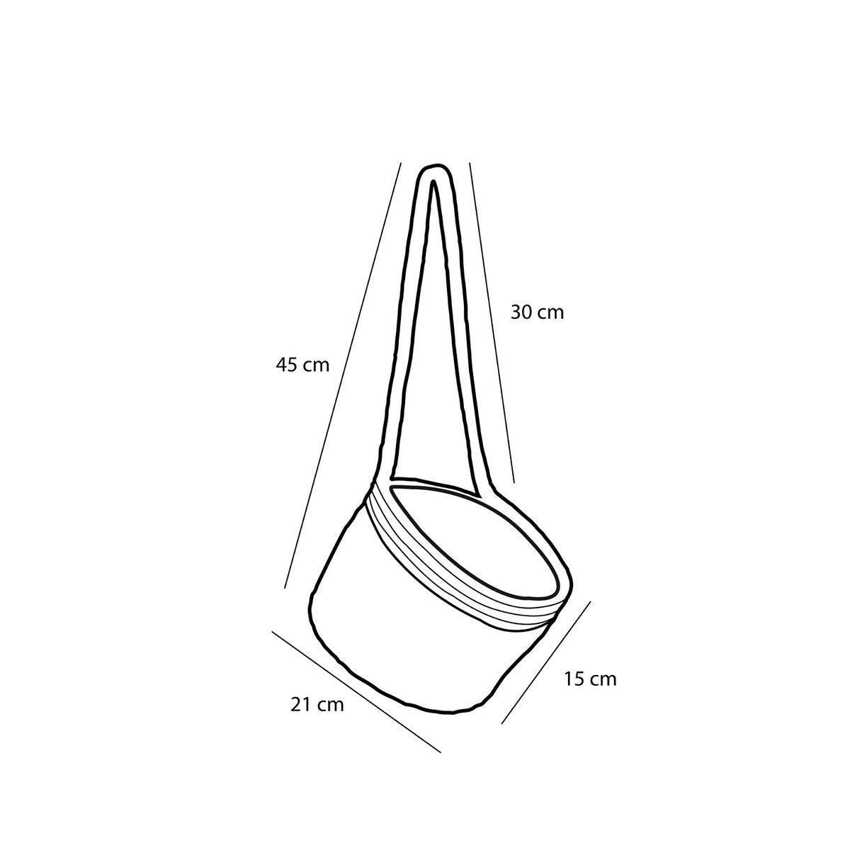 Pot de Fleur Suspendu Anne - Lot de 2 - H20 x Ø25 cm - Jonc de Mer - Marron clair