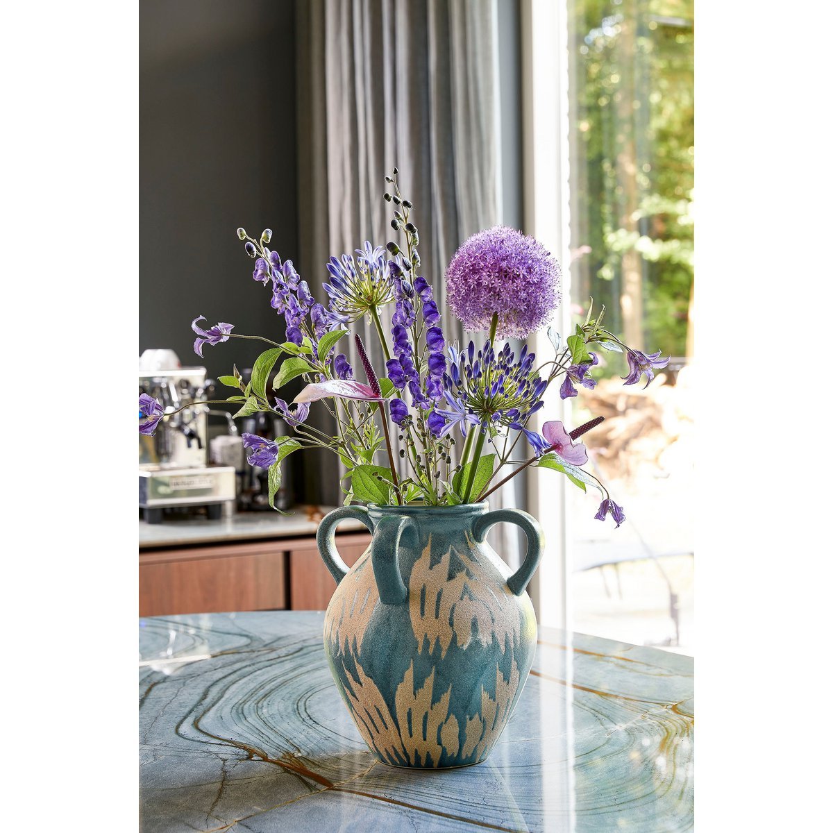 Vase Caldo - L28 x L28 x H36 cm - Céramique - Bleu foncé