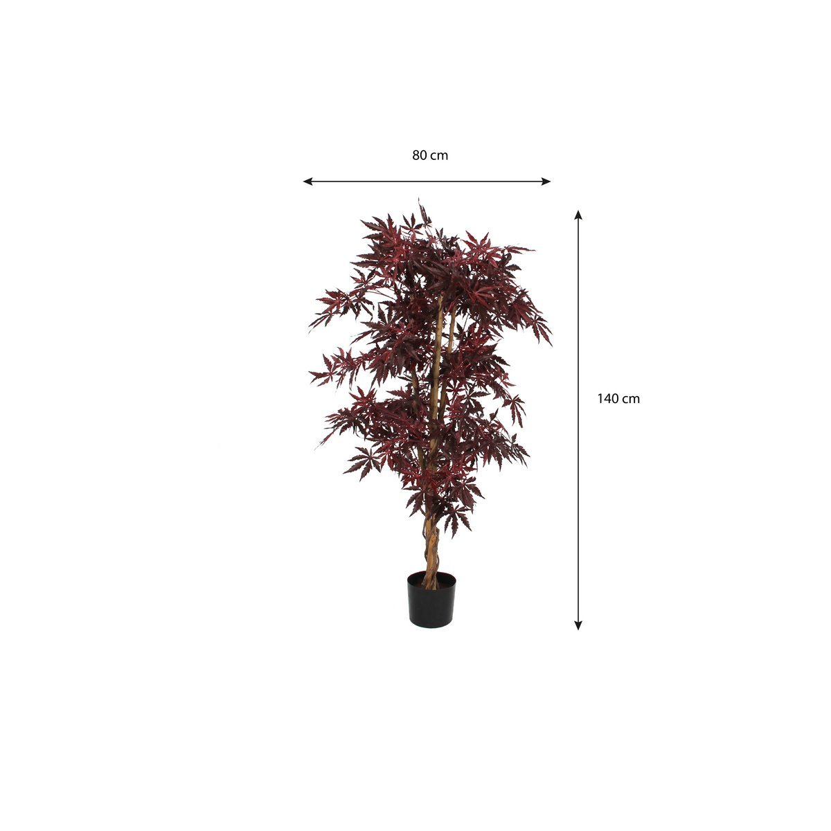 Plante d'érable artificielle - H140 x Ø80 cm - rouge