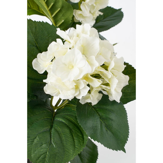 Plante Hortensia Artificielle en Pot de Fleur Stan - H40 x Ø35 cm - Blanc