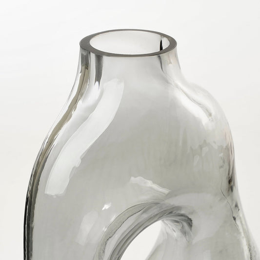 Vase Jay - L19 x L11 x H25 cm - Verre - Gris clair