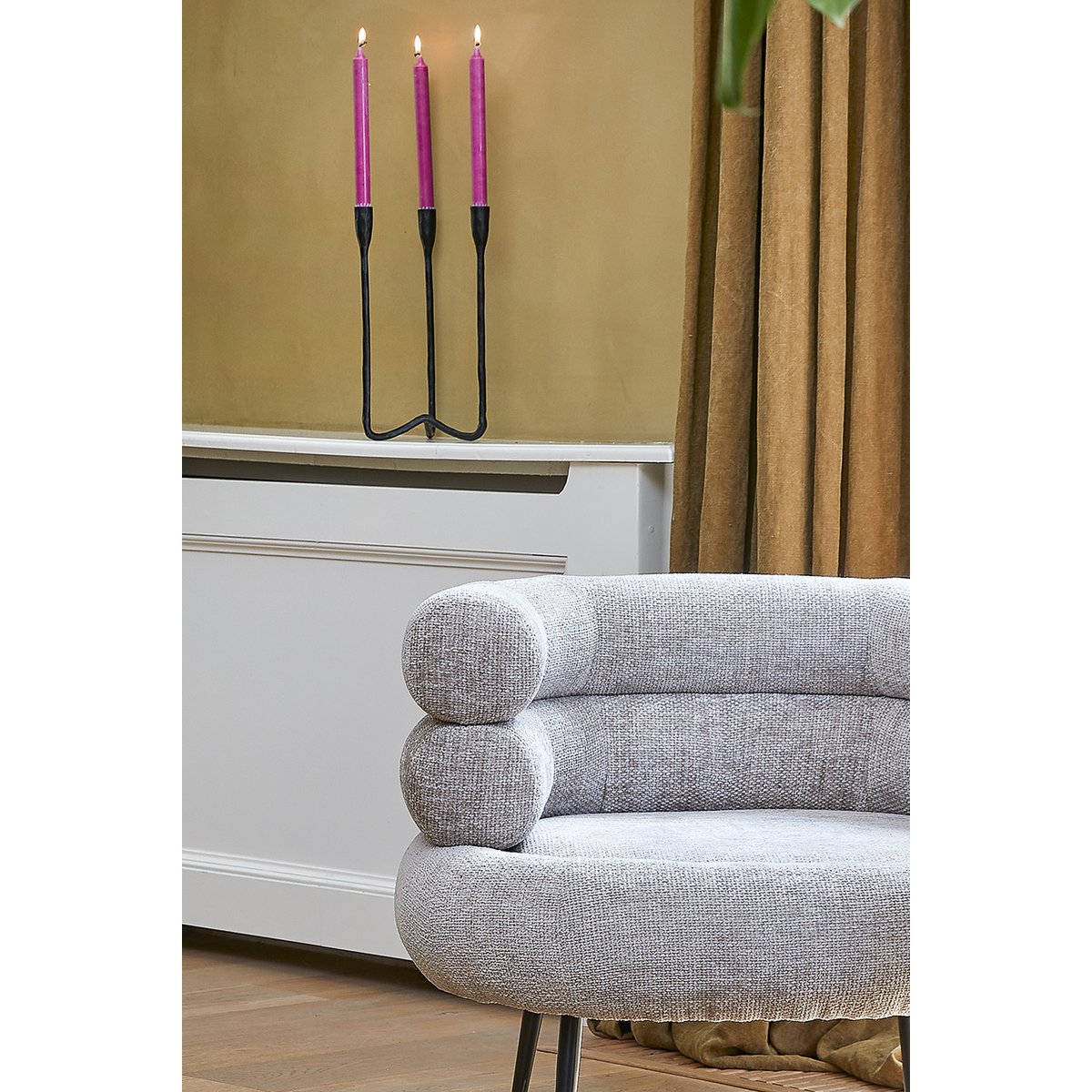 Bougeoir Christy - L17 x L18 x H34 cm - Aluminium - Noir