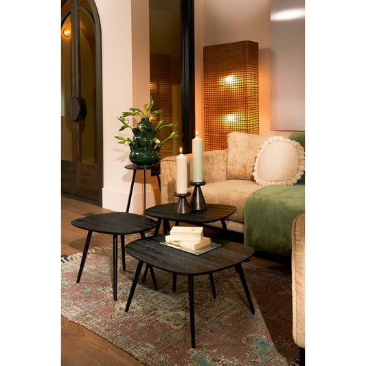 Table d'Appoint Jailey - Lot de 3 - L62 x L52 x H34 cm - Bois recyclé - Noir