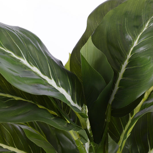 Plante Artificielle à Feuilles Persistantes en Pot de Fleur Stan - H49 x Ø40 cm - Vert