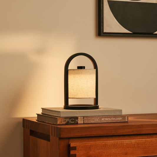 River Black Cordless Wooden Lamp – Rechargeable and Dimmable