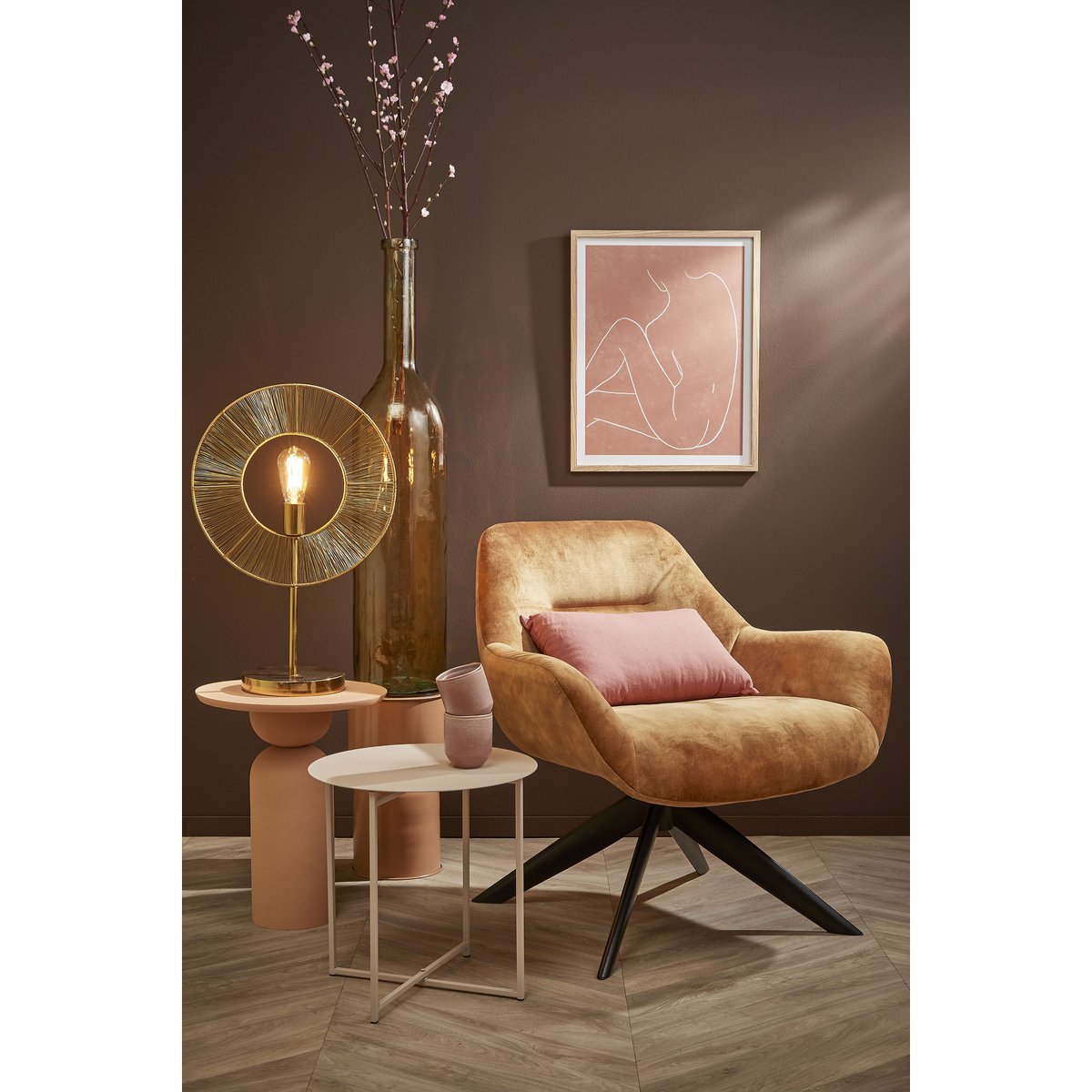 Vase Bouteille Rioja - H100 x Ø21 cm - Verre recyclé - Ocre