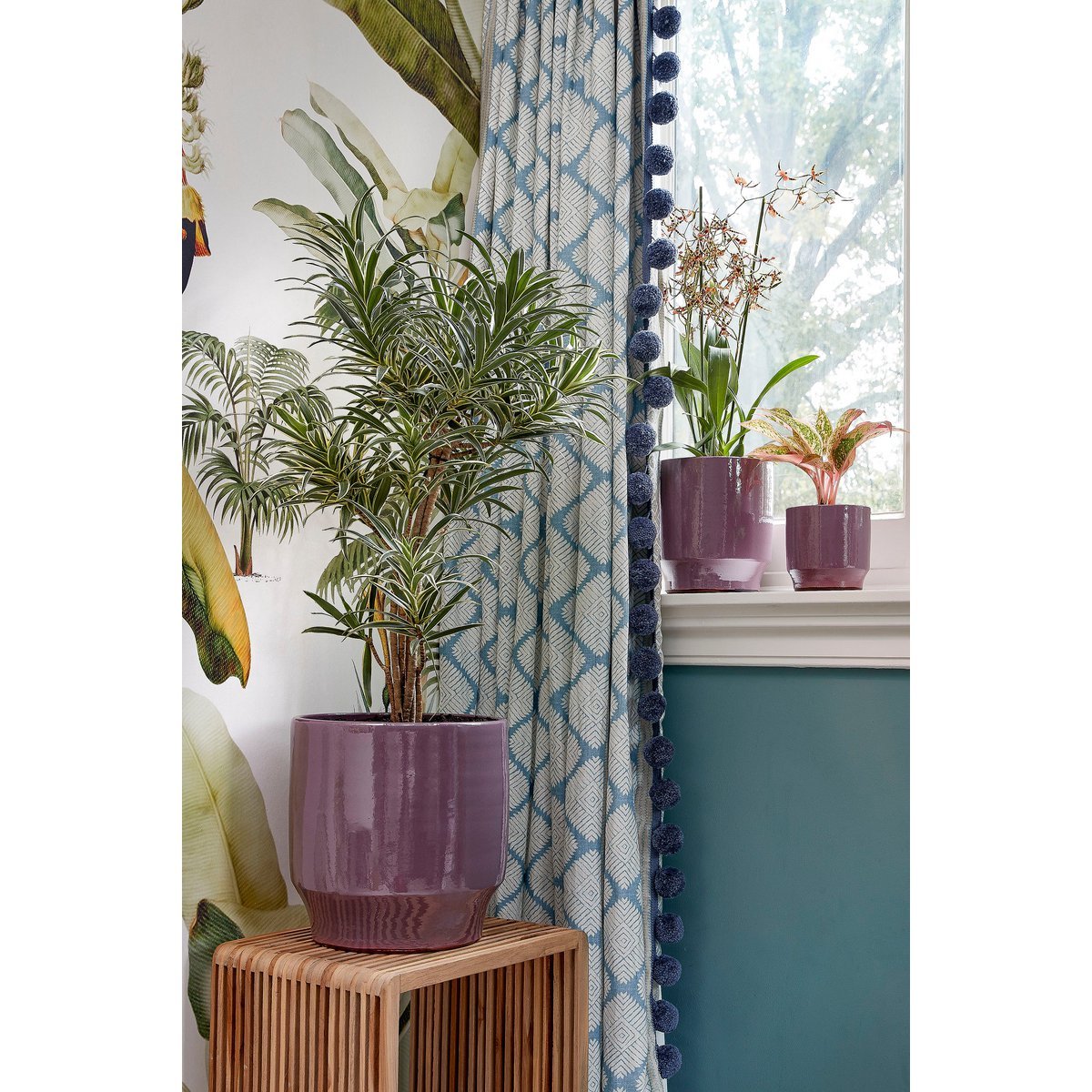 Table Plante Yonker - Lot de 2 - L35 x l25 x H80 cm - Bois recyclé - Marron