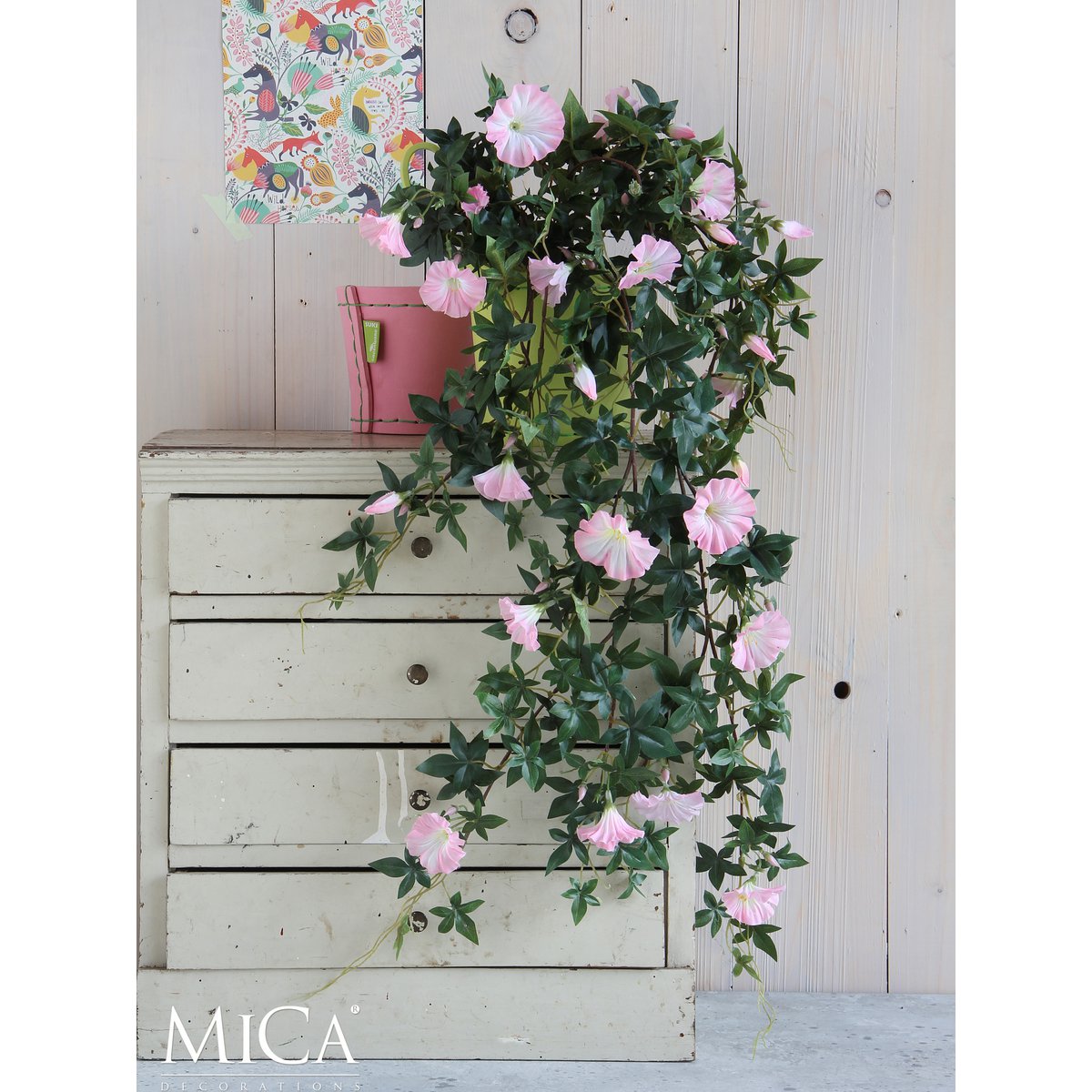 Plante Artificielle Pétunia Suspendue - L15 x L20 x H80 cm - Rose