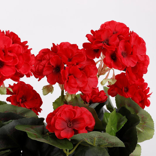 Plante de Géranium Artificielle en Boîte de Balcon - L29 x L13 x H40 cm - Rouge