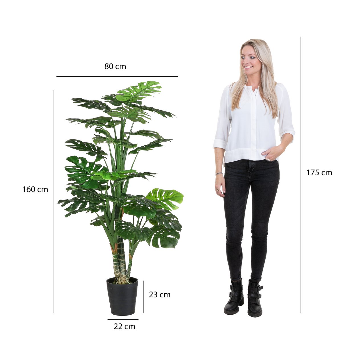 Plante Artificielle Monstera - H160 x Ø80 cm - Vert
