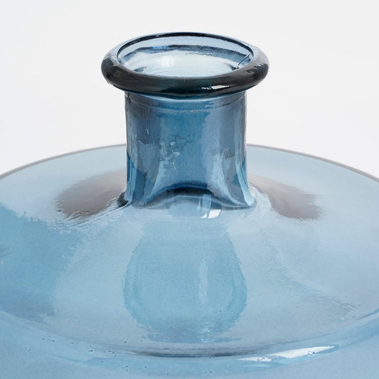 Vase Bouteille Guan - H26 x Ø21 cm - Verre recyclé - Bleu