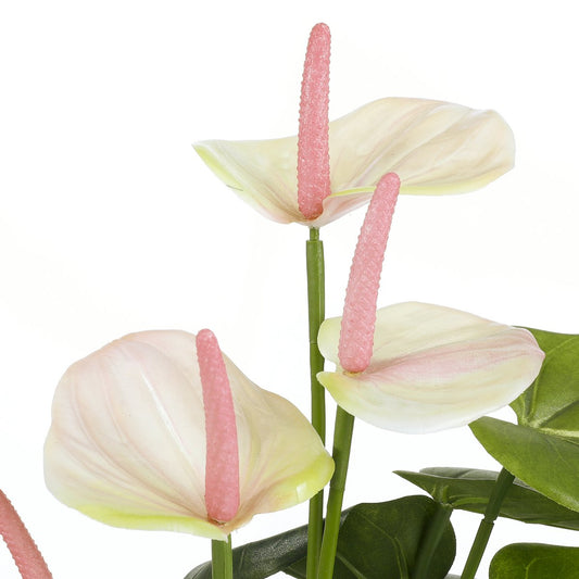 Plante Artificielle Anthurium en Pot de Fleur Stan - H40 x Ø30 cm - Rose Clair