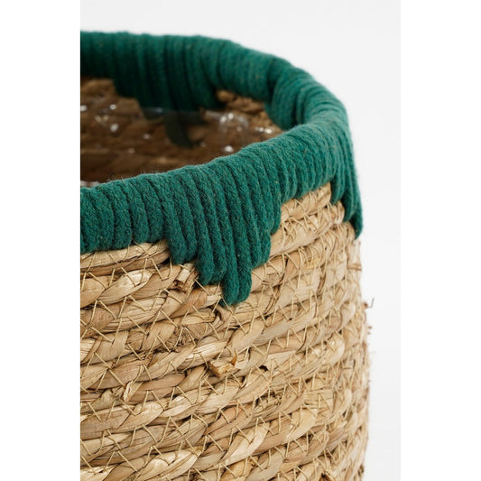 Panier à Plantes Jorck - Lot de 3 - H24 x Ø26 cm - Jonc de Mer - Vert, Marron