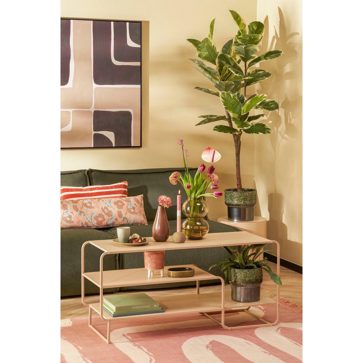 Table basse Jules / L110 x l38 x H50 cm - Métal - Marron clair