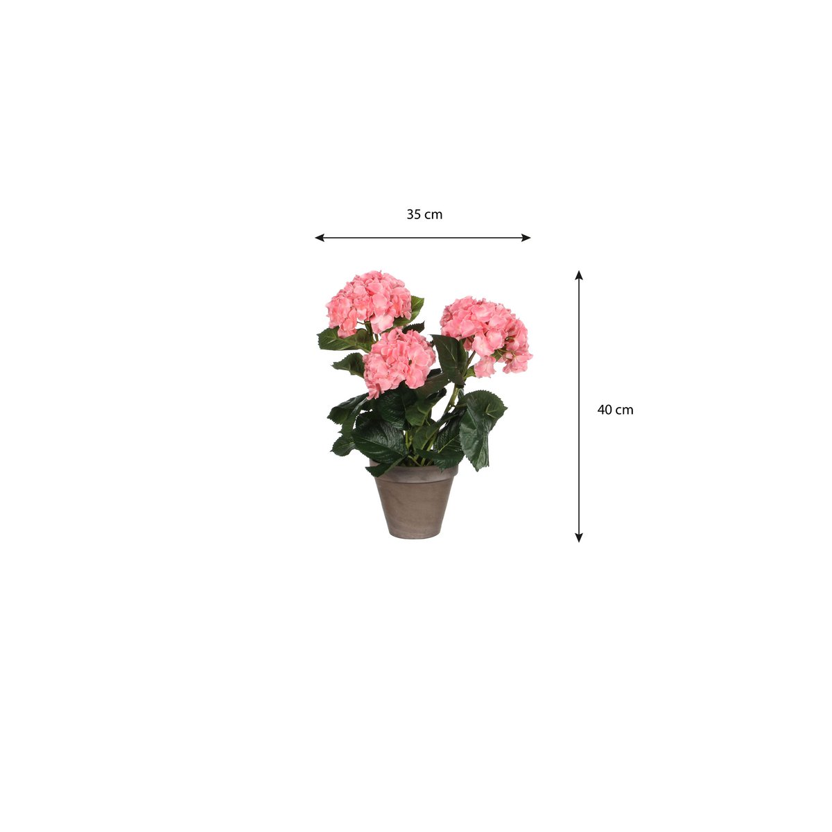 Hortensia Artificiel en Pot de Fleur Stan - H40 x Ø35 cm - Rose