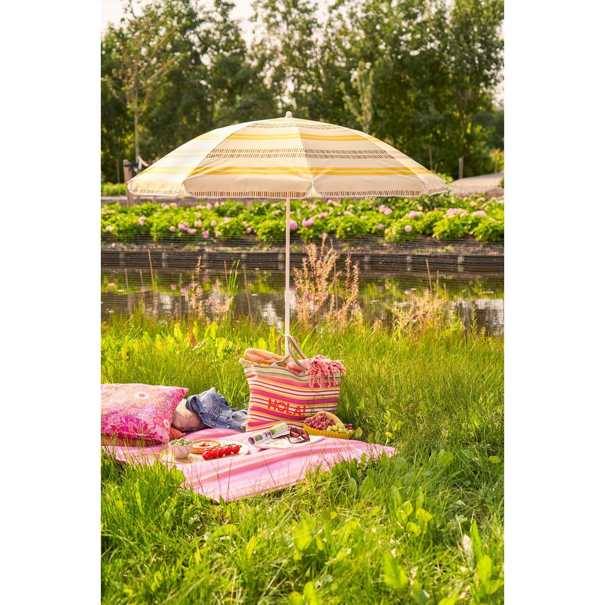 Stripe StrandParasol - H180 X Ø160 cm - Geel