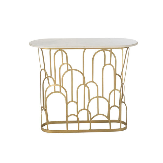 J-Line Console Moza Métal/Marbre Or