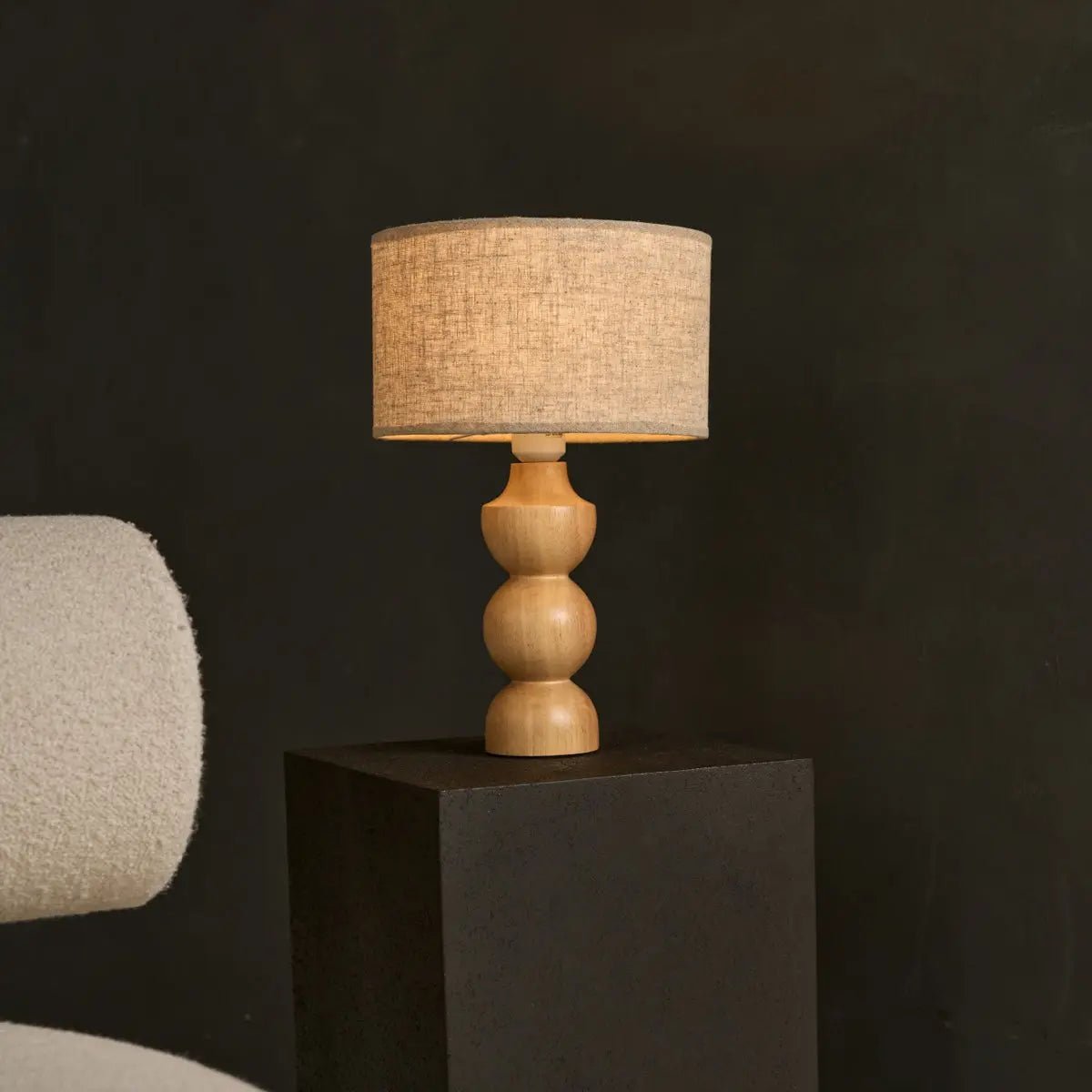 Oliver Light Brown Wooden Lamp with Beige Tint | Elegant Geometric Design for Your Home