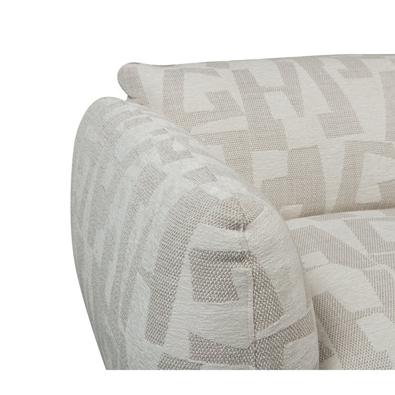 Canapé d'angle Amsterdam 6 places + canapé ottoman Glyphes blancs