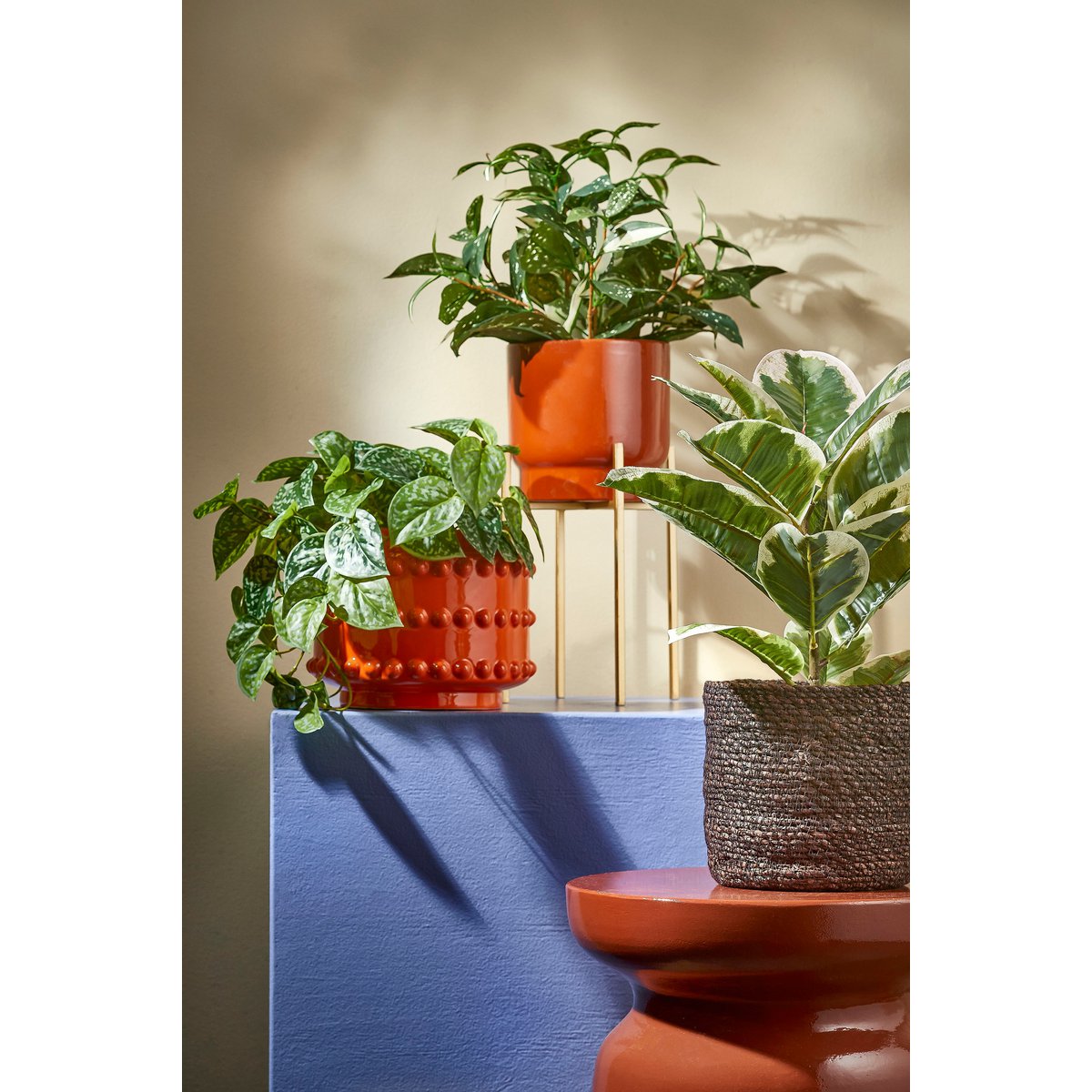 Plante Artificielle Scindapsus en Pot de Fleur Stan - H44 x Ø17 cm - Vert