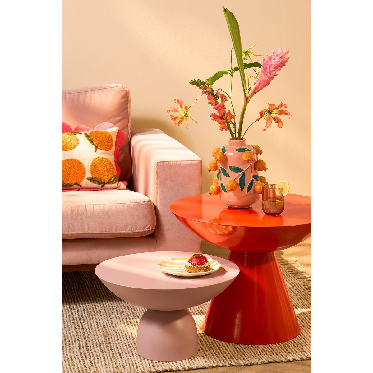 Table d'appoint Celise - H28 X Ø47 cm - Métal - rose clair