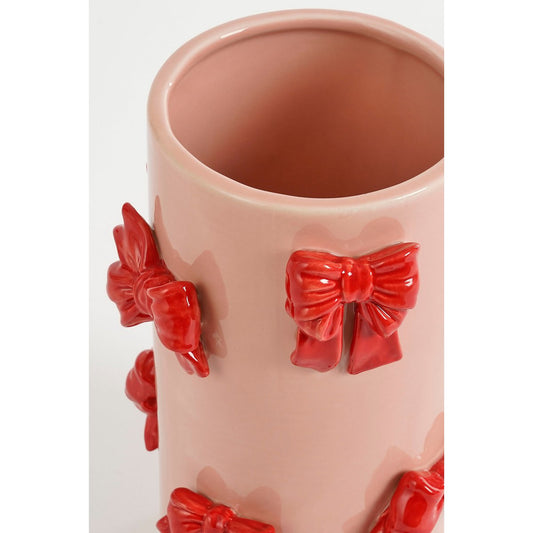 Vase avec des arcs - H26 x Ø17 cm - Dolomite - rouge, rose clair